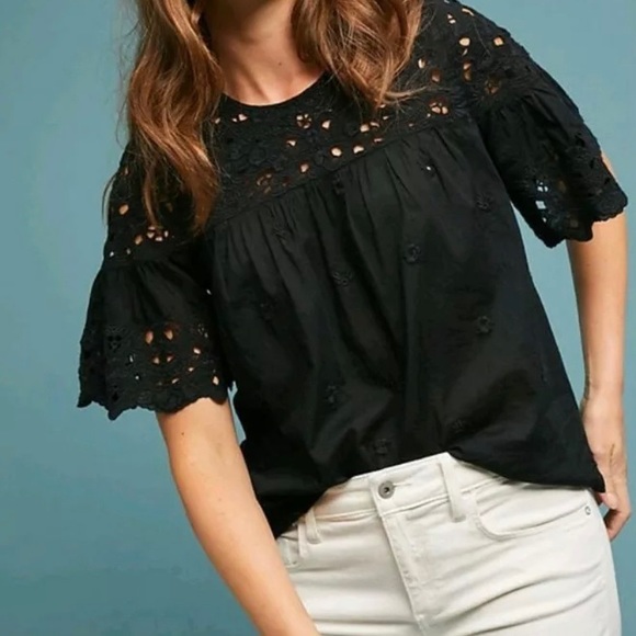 Anthropologie Tops - Anthropologie Maeve Anamaria Lace Blouse Black